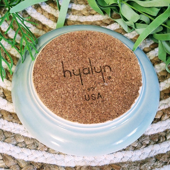 VINTAGE HYALYN 92 USA Porcelain Ashtray/Saucer Light Turquoise Cork Bottom 6.5" - Picture 4 of 6